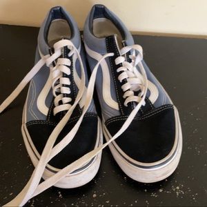 Vans, 9.5 in mens, blue black and white sneakers